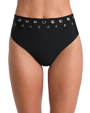 Shop L Agence L'agence Vanessa Grommet High Waist Bikini Bottom In Black