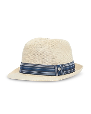 Shop Barbour Belford Trilby Summer Fedora Hat In Ecru/blue