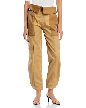 Shop Frame Foldover Waist Cotton Pants In Light Tan