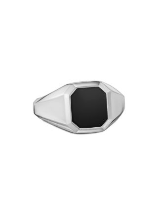 David Yurman - Men's Streamline&reg; Signet Ring in Sterling Silver with Black Onyx, 14mm