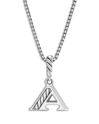 Pav&amp;eacute; Initial Pendant Necklace in Sterling Silver with Diamond, 16&amp;quot;