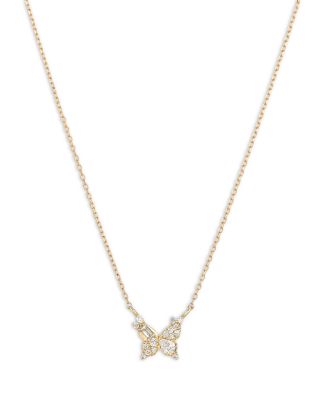 Adina Reyter 14K Yellow Gold Diamond Multi Cut Butterfly Pendant Necklace, 15-16