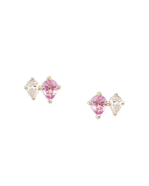 Adina Reyter 14K Yellow Gold Pink Sapphire & Diamond Double Pear Stud Earrings