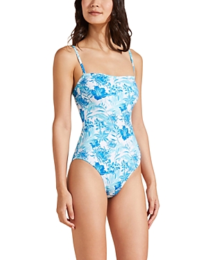 Shop Vilebrequin Tahiti Flower Printed One Piece Swimsuit In White