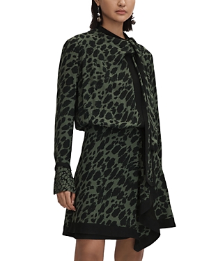 Reiss Katie Animal Print Flippy Dress In Black Dark