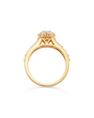 Diamond Halo Openwork Ring in 14K Yellow Gold, 1.0 tcw