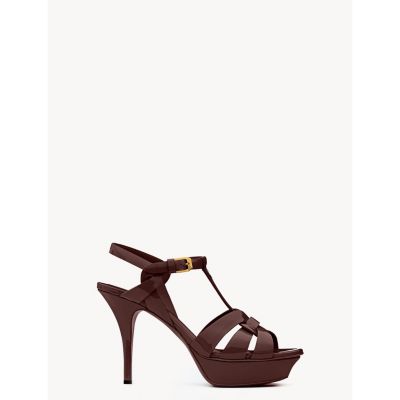 SAINT LAURENT - Women's Tribute Sandals in Metallic Leather