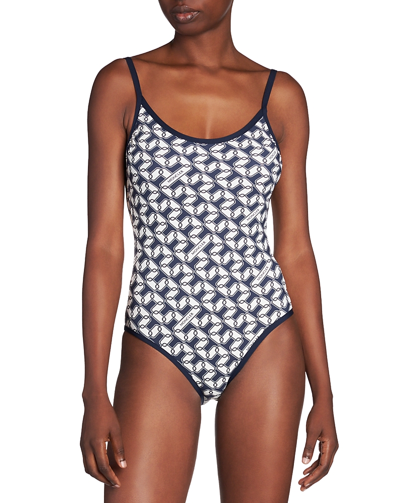 Moncler Womens Printed Beachwear One-piece Swimsuit In Natural