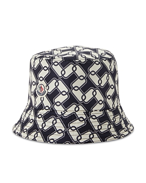 Shop Moncler Printed Bucket Hat In Black/white