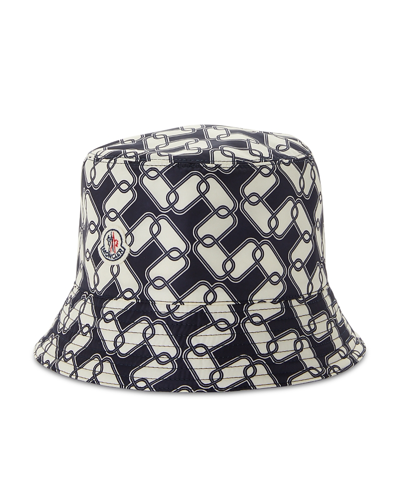Moncler Logo Monogram Bucket Hat In Black/white