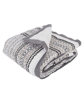 Unisex Handmade Block-Printed Cotton Crib Quilt - Baby, Little Kid, Big Kid