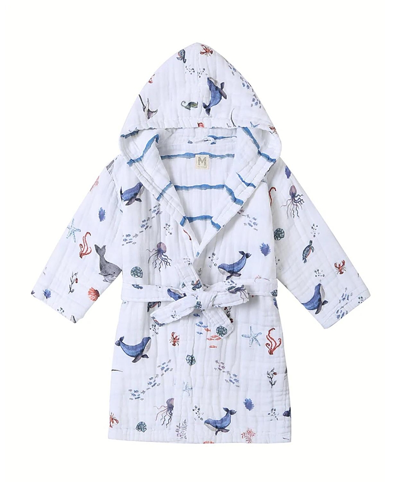Malabar Baby Unisex Hooded Reversible Muslin Robe - Baby, Little Kid, Big Kid