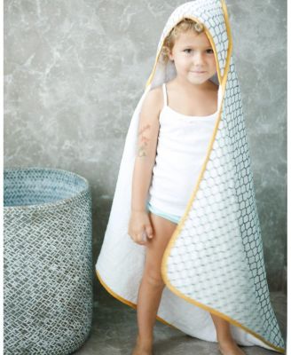 Unisex Handmade Block-Printed Plush Cotton Hooded Plush Towels - Baby, Little Kid, Big Kid