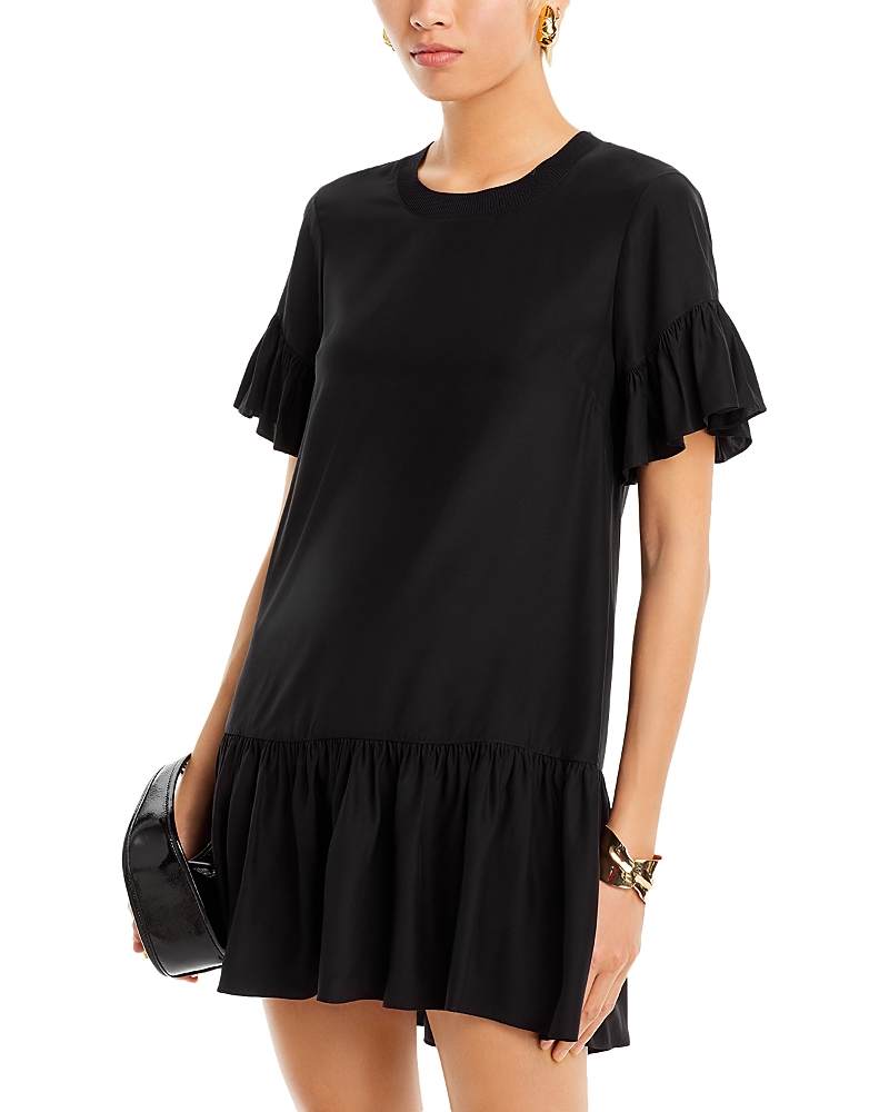 CINQ À SEPT CINQ A SEPT LEILAH RUFFLED SILK MINI DRESS