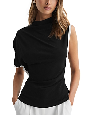 Reiss Eva Asymmetric Top In Black/ivory