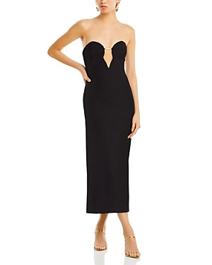 Shop Bardot Eleni Plunge Neck Midi Dress In Black