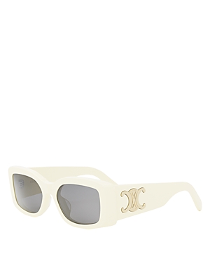 Shop Celine Triomphe Square Sunglasses, 53mm In Ivory/gray Solid