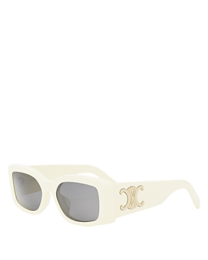 Celine Triomphe Acetate Rectangle Sunglasses In Ivory/gray Solid