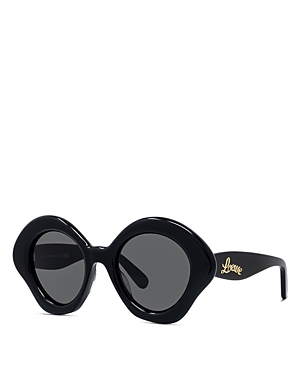 Shop Loewe Curvy Geometric Sunglasses, 49mm In Black/gray Solid