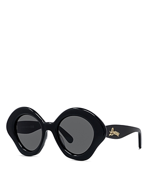 Loewe Curvy 49mm Small Geometric Sunglasses In Black/gray Solid