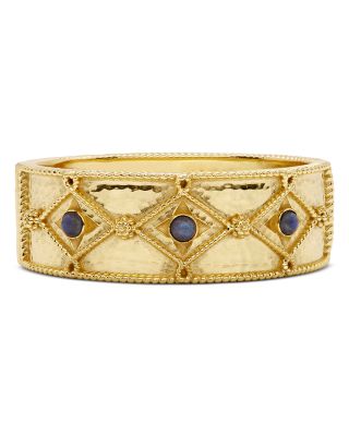 Victoria Labradorite Hinged Bangle Bracelet in 18K Gold Plated