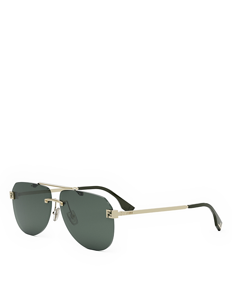 Fendi Sky Pilot Sunglasses, 61mm In Gold/green Solid