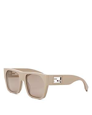 Shop Fendi Baguette Square Sunglasses, 54mm In Beige/beige Solid