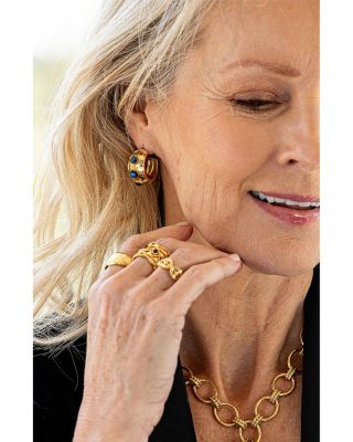 Bold Labradorite Hoop Earrings in 18K Gold Plated