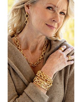 Monique Lattice Bangle Bracelet in 18K Gold Plated