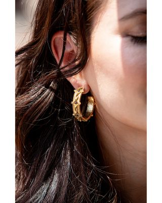 Victoria Labradorite Hoop Earrings in 18K Gold Plated 