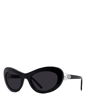 Shop Givenchy Pearl Oval Sunglasses, 51mm In Black/gray Solid