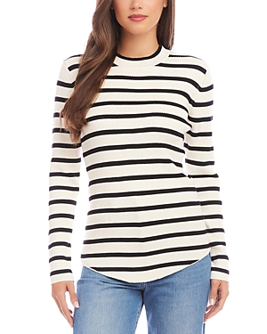 Shop Karen Kane Ribbed Striped Sweater In Off White