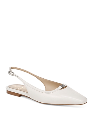 Shop Sam Edelman Women's Cleo Snip Toe Slingback Flats In Bright White
