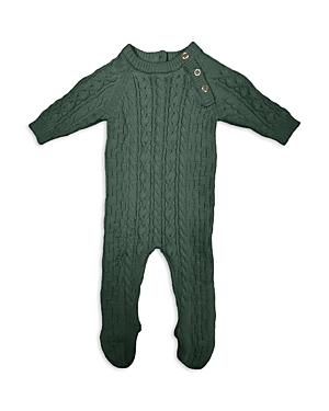 Shop Maniere Maneire Unisex Cable Knit Footie - Baby In Sage