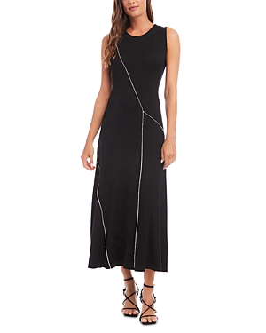 Karen Kane Reverse Seam Sleeveless Midi Dress In Black