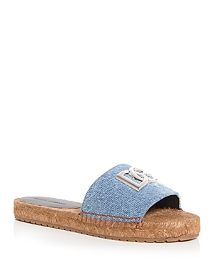 Shop Dolce & Gabbana Women's Denim Espadrille Slide Sandals In Blue