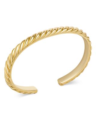 David Yurman - Men's Sculpted Cable Cuff Bracelet in 18K Yellow Gold, 7mm