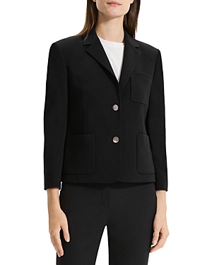 Theory Patch Pocket Shrunken Crepe Jacket In Black