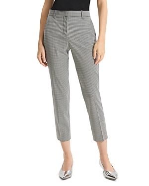 Shop Theory Tailored Check Cropped Pants In Black Multi