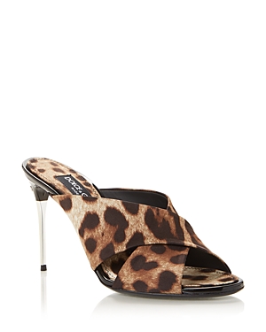 Shop Dolce & Gabbana Women's Crossover High Heel Sandals In Leopard Print