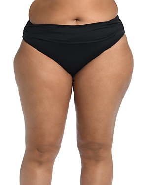 Shop La Blanca Plus Ruched Hipster Bikini Bottom In Black