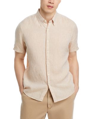 Michael Kors Linen Slim Fit Short Sleeve Button Front Shirt |  Bloomingdale's Men