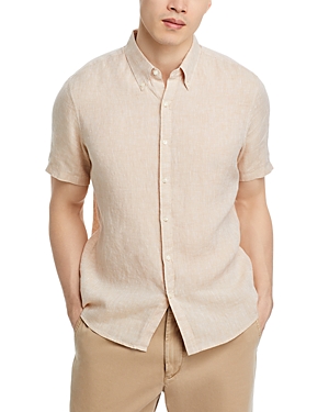Michael Kors Linen Slim Fit Short Sleeve Button Front Shirt