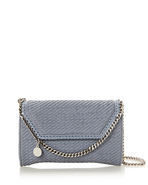 Stella Mccartney Woven Mini Crossbody Bag In Blue Gray/silver
