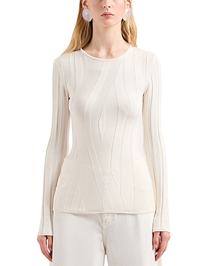 Shop Emporio Armani Asymmetric Ribbed Sweater In Off White