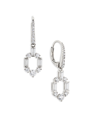 Shop Nadri Gwen Cubic Zirconia Link Drop Earrings In Rhodium Plated In Silver
