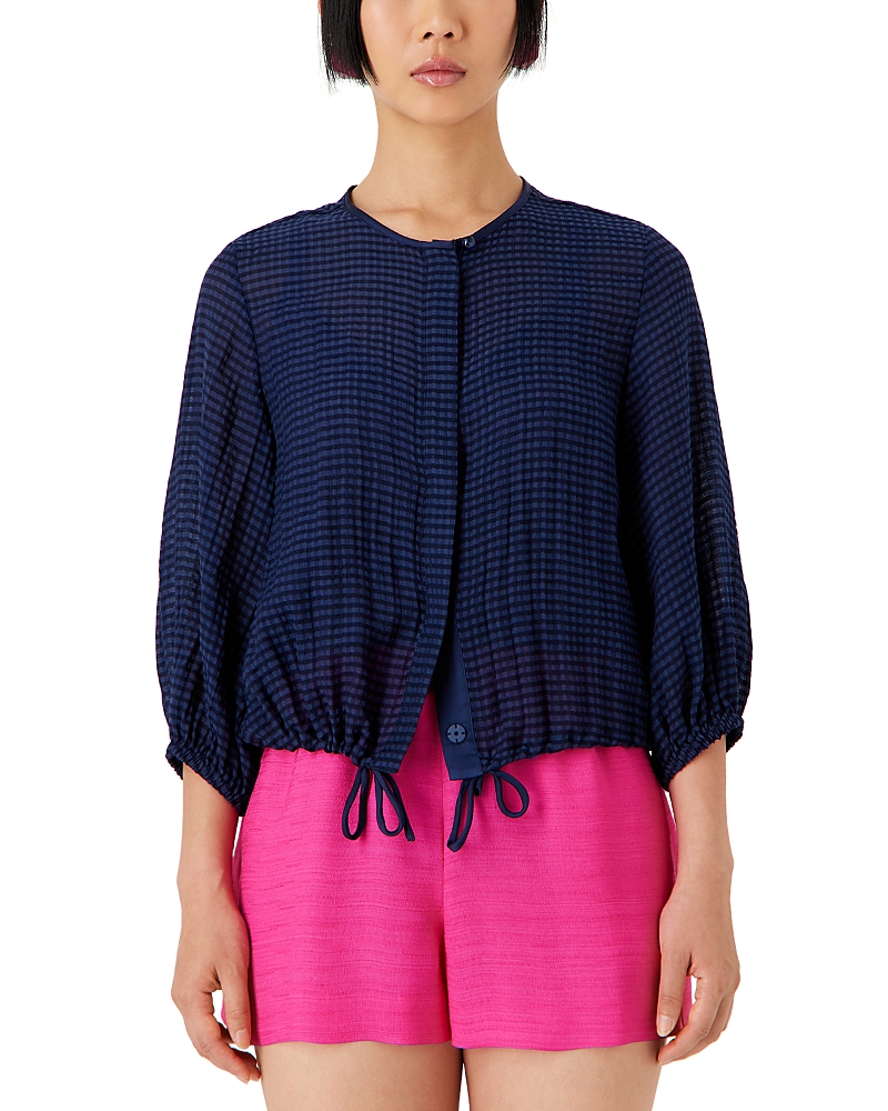 EMPORIO ARMANI SEERSUCKER DRAWSTRING HEM JACKET