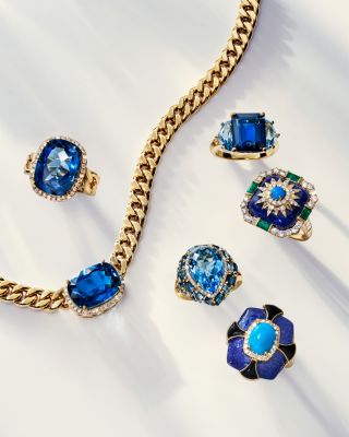 Turquoise, Onyx, Lapis Lazuli &amp; Diamond Statement Ring in 14K Yellow Gold 