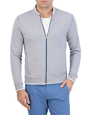 Shop Robert Graham Ackerman Cotton Blend Classic Fit Full Zip Baseball Collar Sweatshirt In Blue
