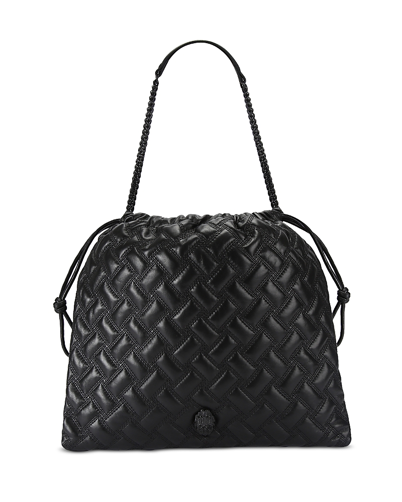 Kurt Geiger London Kensington Drawstring Quilted Leather Shoulder Bag In Black